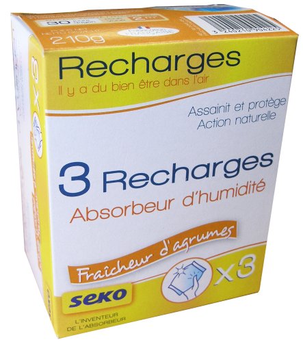 Seko R3 Dome Mini Agrume - Refills (Pack of 3) for Humidity Absorber - Small - 70 g - Citrus Fragrance