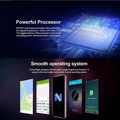 CUBOT MAGIC - Smartphone 4G, Android 7.0 Quad-Core MT36737 1.3GHz Cortex A53, 5.0 Pulgadas 720 x 1280 HD, 3GB RAM + 16GB ROM, SIM Dual, 5.0MP de Cámara Frontal / 13.0MP de Cámara Trasera - ORO