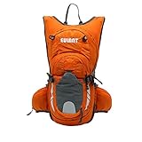 Zaino da bicicletta, Sborter Zaino MTB 15L Impermeabile, Zaini per ciclismo, Zainetto per Escursionismo Equitazione Alpinismo Viaggio, Strisce Riflettenti, può Trasportare Vescica Dell'acqua, Arancia