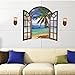 Produktbild Wandsticker Palmen Urlaub Strand Meer im Fenster Wandbilder Wandtattoos selbstklebend Dekoration für Zimmer
