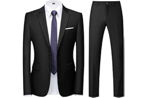 KUDORO Costume Homme 2 pièces Slim Fit Smoking Simple Poitrine à Deux Boutons, Men Suits 2 Piece pour Mariage Business Fête Confort Blazer Veste et Pantalon
