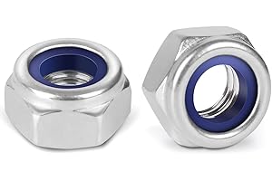 BOUMVID Dadi di Bloccaggio M8, 10 Pezzi Esagonali Dado di Autobloccanti Sicurezza in 304 Acciaio Inox A2 V2A, Dado Esagonale DIN 985, Dadi di Arresto, per Viti Bulloni Filettati Inserti