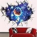 Price comparison product image HerZii Top Selling Creative 3D Outer Space Planet Wall Sticker Beautiful Galaxy Sticker Living Rooms Decor