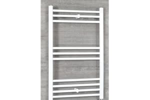 Turkish Zone 400mm wide x 700mm high Heated Towel Rail Straight Flat White Bathroom Warmer Radiator Rack Central Heating UK