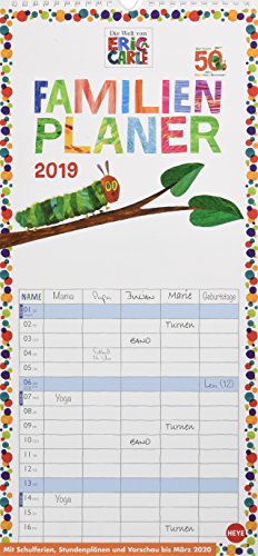 Die kleine Raupe Nimmersatt Familienplaner - Kalender 2019