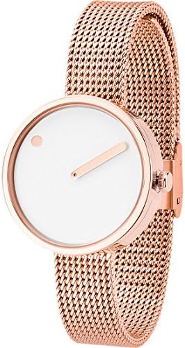 Unisex Quartz Watch, 30mm Rose Gold IP case with Rose Gold IP mesh Bracelet and White dial