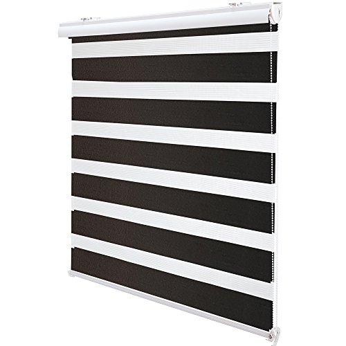 DuoRollo+ Premium Doppelrollo mit variabler Klemmfix-Halterung und Frontblende Seitenzug-Rollo mit Alu Klemmträgern für Fenster und Türen, Farbe:Anthrazit, Größe:90 x 160 cm - 8