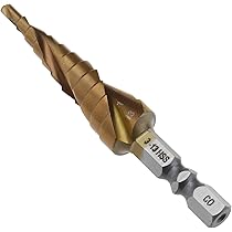 Flintronic 3pcs Spiral Knurled Step Drill Bits, 4mm To 12/20/32mm (5/32 Inch To 5/4") HSS Titanium Coated, Hex Shank Metric Cutting Tool For Wood, Stainless Steel, Sheet Metal