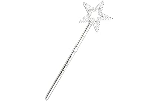 Amyang Star Wand, 13 Inches Silver Fairy Princess Angel Wand Magic Fairy Wands Sticks for Halloween Christmas Cosplay Party Birthday Favors