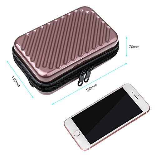 Ctbd Festplattenlaufwerk Tasche Kompakt Schutzhülle Reise Lagerung Tragetasche Tasche Tasche für Handy iPad Zubehör USB Kabel Power Banks Festplatte 2.5 „Portable External Device (Rose) - 2