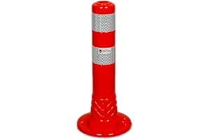 UvV UVTP4131 Flex-Absperrpfosten 450mm, 45 cm flexibler sperrpfosten reflexfolie Orafol 5931 Silber (DIN Reflexfolie- EN 12899-1:2008, RA2/C) - als flexibler Sperrpfosten mit stabilem Standfuß