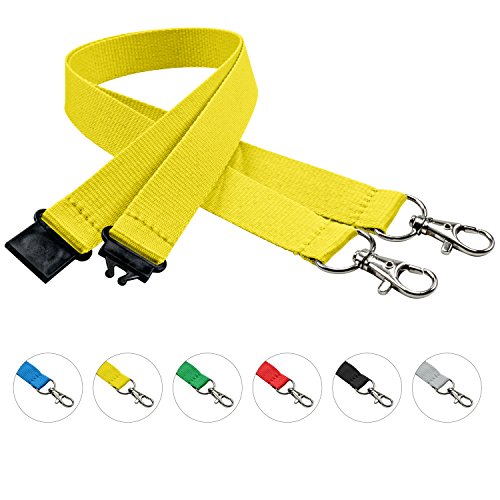 linie zwo®, Confezione da 10 laccetti portachiavi 20 mm, 2x gancio easy going, Gancio di sicurezza, Giallo