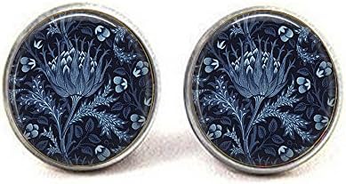 nijiahx Artichoke earrings - William Morris - Blue Artichoke - Arts & Crafts - Kelmscott - Blue earrings - Bride Something Blue - Botanical Jewelry