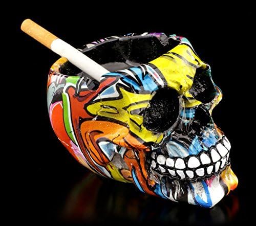Colorful Skull Ashtray Graffiti knalliger Skull Ascher