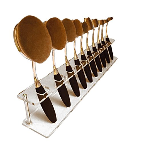 JACKY 10 PCS Brush Storange Place Organizer Clear Acrylic 10 Lattices Cosmetic Display Shelf