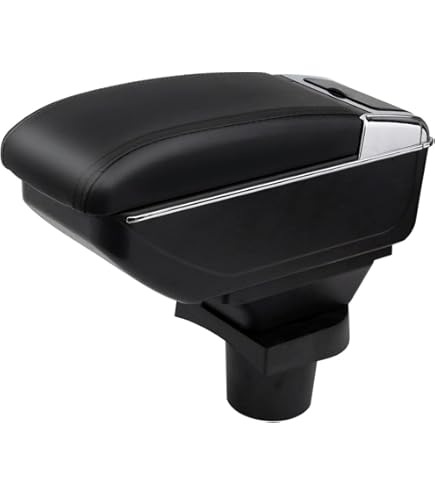 KAERGK Autoarmleuningen voor Mitsubishi Colt middenconsoles voor auto, dubbele opbergruimte met bekerhouder, eenvoudige montage, comfortabel en duurzaam leer, zwart (zwarte lijn