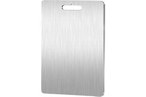 MKAEYYO Titanium Cutting Board - Kitchen Stainless Steel Cutting Board, Double Sided Titanium Cutting Board Mat, Kitchen Cutting Board for Cutting Meat, Bread, Vegetables and Fruits (39 * 28cm)
