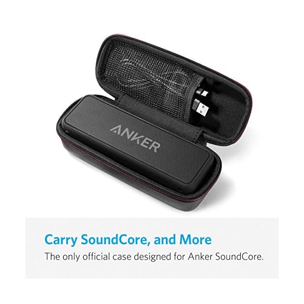 Anker SoundCore & SoundCore 2 & Motion B Tragetasche Box Kunstleder Case, Premium Bluetooth Lautsprecher Speaker Schutztasche, Hülle Cover (Schwarz) – Bild 3