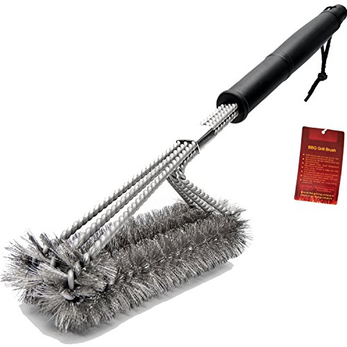 Ruicer Grillbürste BBQ 3 Edelstahl-Bürsten in 1 Extra Langer PP Wärmedämmung Griff für Outdoor Freizeit und Camping Reiniger Werkzeuge