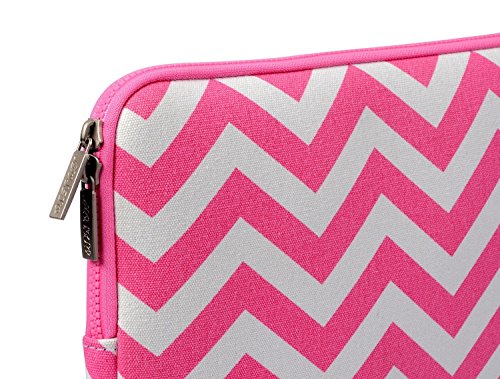 MOSISO Chevron Stil Canvas Gewebe Hülle Laptop Sleeve Tasche Beutel für 11-11,6 Zoll MacBook Air, Ultrabook Netbook Tablette mit einem kleinen Fall, Rose Rot - 5