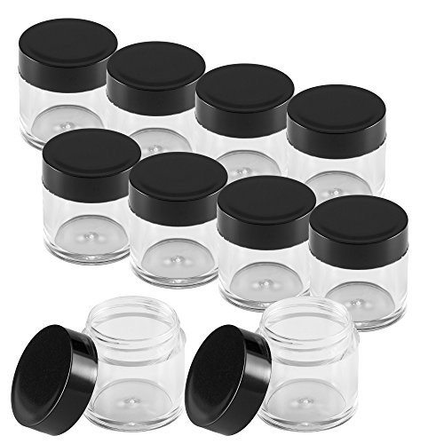 10 Stück Packung - 10ml Cremedose klar transparent mit Schraubdeckel schwarz - Leerdose - Döschen