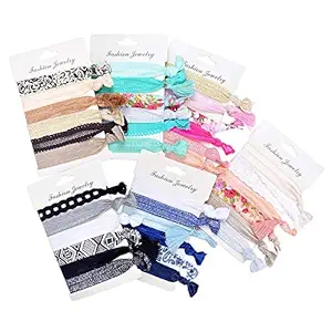Beauty Wig World 36 Pcs Tassel Style Elastic Ribbon Hair Ties Ponytail Holders Hair Bands Bracelet Hair Accessories for Girl and Women