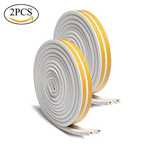 Preisvergleich Produktbild Tür Wetter Abisolieren, AOLVO Fenster Gummi Dichtung selbstklebend Strip Schalldämmung Kantenschutz Wasserdicht Feuerfestes Professional Dichtungsprofil Gap Blocker D Typ 16 FT, 2 Stück