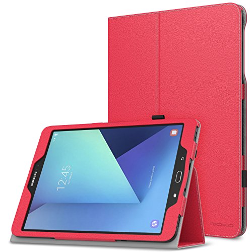 MoKo Samsung Galaxy Tab S3 9.7 Hülle - PU Leder Ständer Schutzhülle Smart Case Cover mit Stift-Schleife / Standfunktion und Auto Sleep / Wake Up Funktion für Samsung Galaxy Tab S3 9.7 Zoll (2017) SM-T820 / T825 Tablet, Rot
