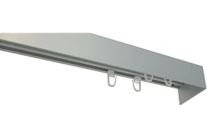 indeko OBJEKTSCHIENE STOCKHOLM, Innenlaufschiene mit BLENDE auf Maß, 2-Lauf, silber, Komplettset mit Zubehör