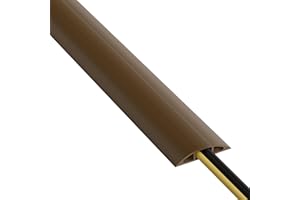 D-Line CC-3 | Canaleta pasacables Cavidad x 60 mm y 1,8 m en color marrón | Protector de cables para suelo para el tránsito ligero de personas, 1,8m