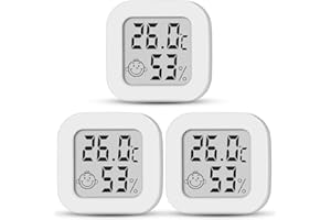 PITASHA Mini Thermomètre Hygromètre, Digital Thermo-HygromèTre Indicateur Précision D'ambiance Moniteur de Température et Humidimètre Intérieur pour serre jardin cave bureau à domicile - 3 pièces (Blanc)