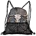 Produktbild Drawstring Backpacks Bags,Long Horned Bull Skull and Old West Wagon Wheel On Rustic Wall,5 Liter Capacity,Adjustable