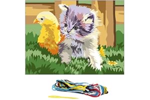 Distrifil Kit Canevas Chaton et Poussin 15 x 20 cm