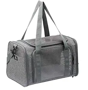 X-ZONE PET Airline Approved Pet Carriers,Soft Sided Collapsible Pet Travel Carrier for Medium Puppy and Cats (Medium, Grey)