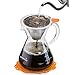 Produktbild EASEHOLD Kaffeebereiter Pour Over, Kaffeezubereiter, Kaffeekanne mit Dauerfilter aus Edelstahl und Karaffe, Dripper zum Aufbrühen des Kaffees (500ml), Glas, Transparent,