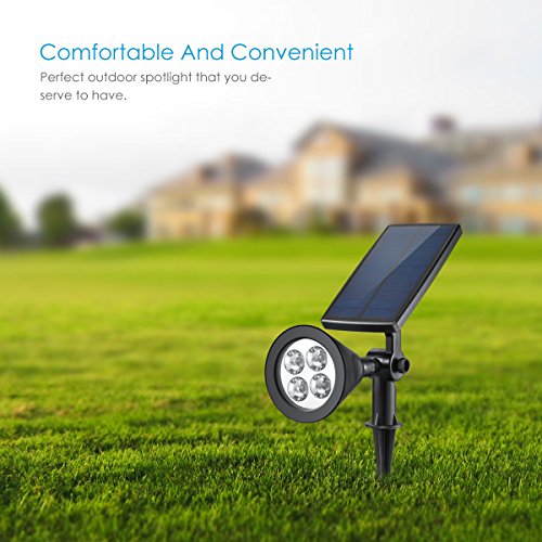 Amir Solarleuchten Garten, 200 Lummen Solar Lichter, 360 ° Einstellbar auto-on/off Flag Pole Lichter, Wasserdichte Outdoor Spot Licht, Solar Garten Lichter, Sicherheits Wand Licht für Garten, Pool, Baum, Hof, etc. (Farbe ändern) - 6
