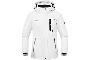 Rdruko Skijacke Damen Warme Winterjacke Gefüttert Verdickt Softshelljacke Wasserdicht Snowboardjacke Atmungsaktiv mit Abtrennbarer Kapuze