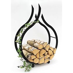 Support à bois de cheminée DanDiBo - Pour l'intérieur - Flamme noire - 78 cm