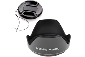 FANZR 49mm Tulip Flower Lens Hood & 49mm Lens Cap Compatible for Canon M50II M100 kit EF 50mm f/.1.8 STM Lens (1+1 Pack)