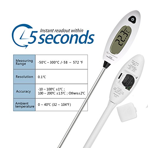 Grillthermometer Digital Wasserabweisend 5S Ablesbar 50°C- 300°C Bratenthermometer Fleischthermometer Backofenthermometer BBQ Grill - 3