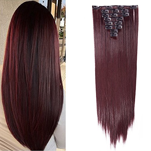 17" 23" Full Head Clip in Hair Extensions Straight Curly Wavy Hair Extension 8 Pieces 18Clips