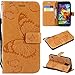 Produktbild Galaxy S5 Hülle, Conber Lederhülle Handyhülle mit [Kostenlose Schutzfolie], PU Tasche Leder Flip Case Cover Emboss 10D Schmetterling Schutzhülle für SamsungGalaxy S5 - Gelb