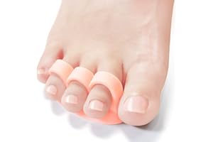 Welnove Hammer Toe Crests Pads 10 PCS Gel Toe Straightener Cushion Support (3 Loops Beige) Pain Relief for Hammer Toe, Overlapping Toes, Curled Toe