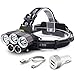 Price comparison product image Head Torch,Witmoving Headlamps Flashlight with 5 CREE LED,USB Charge,6 Modes Headlight,15000 Lumens Helmet Light for Camping, Running, Hiking ,Fishing,Reading