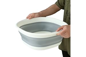 WIHXES Bacinella Pieghevole | Bacinella per Lavare Pieghevole | Bacinella Portatile per Campeggio | Bacinella Pieghevole per Lavanderia | Bacinella Multiuso per Viaggi, Campeggio (gray,36.5cm)