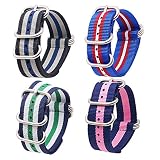 FERZA Home Nylon-Uhrenarmbandgurtband mit Edelstahlschnalle 4-Pack (Color : Blue Pink, Size : 18mm)