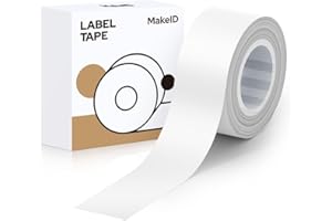 MakeID Ruban pour Étiqueteuse 16 mm x 4 m, Compatible pour MakeID Étiqueteuse L1/Q1/E1, Etiquettes Autocollantes Blanc L-16W