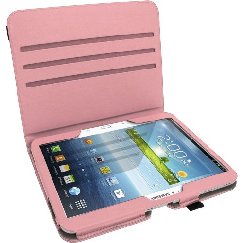 igadgitz 360° Drehbar Pink Rosa PU Ledertasche Hülle für Samsung Galaxy Tab 3 10.1" GT-P5210 Mit Multi-Winkel Betrachtungs-stand + Auto Sleep/Wake + Displayschutzfolie