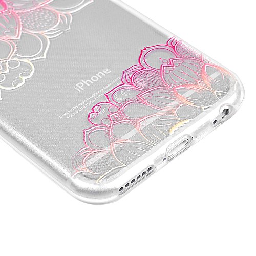 Badalink Case für iPhone 6/iPhone 6S(4,7 Zoll) TPU Handytasche Flexibel Glatt Weiche Gemalt Relief Schutzhülle Bumper Case Handycover Handyhülle Rose Blumen - 6