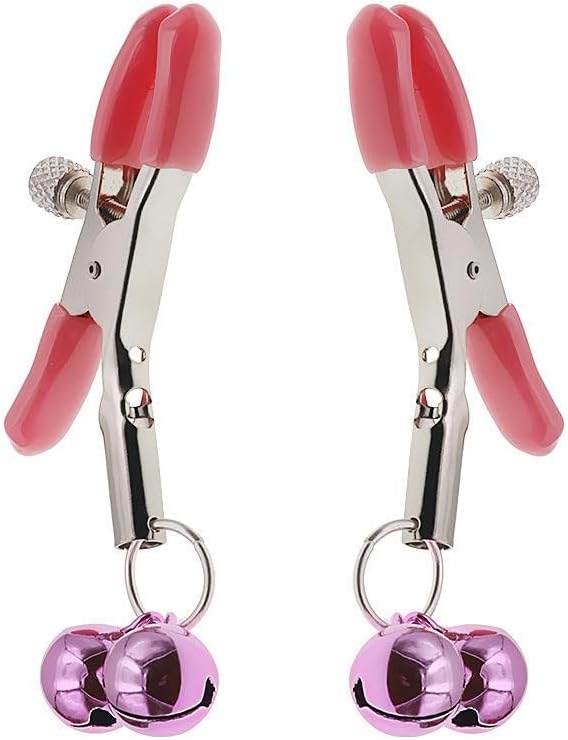 Ayarlanabilir Sertlik Dereceli Fantezi Göğüs Ucu Klipsi Gizli Paket (Lilly Pembe Zilli Göğüs Ucu Klipsi Nipple Clamps Kırmızı)